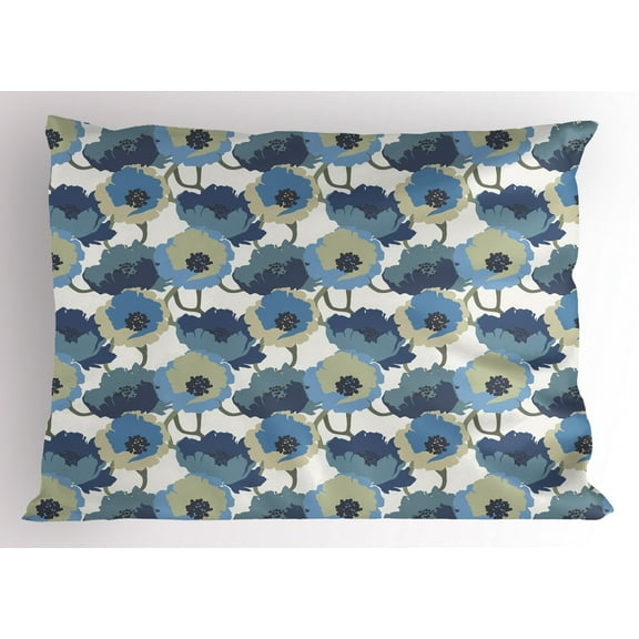 Ambesonne Floral Pillow Sham, Ombre Romantic Flowers, 36" X 20", Grey Navy