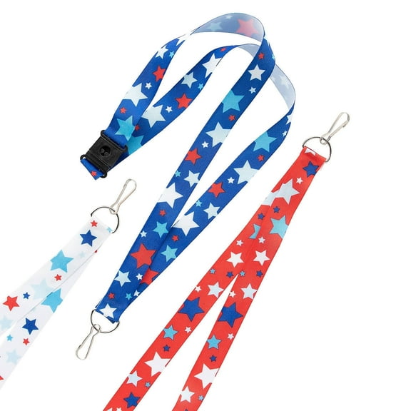 Patriotic Star Print Lanyards - 12 Pieces