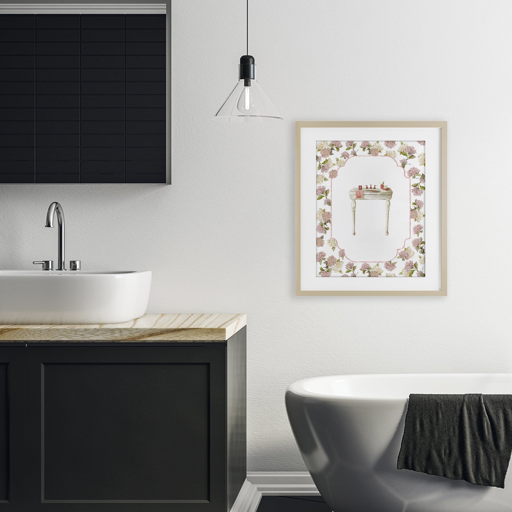 Stupell Industries Elegant Hydrangeas Vanity Birch Framed Print Under Glass, design by Carol Robinson
