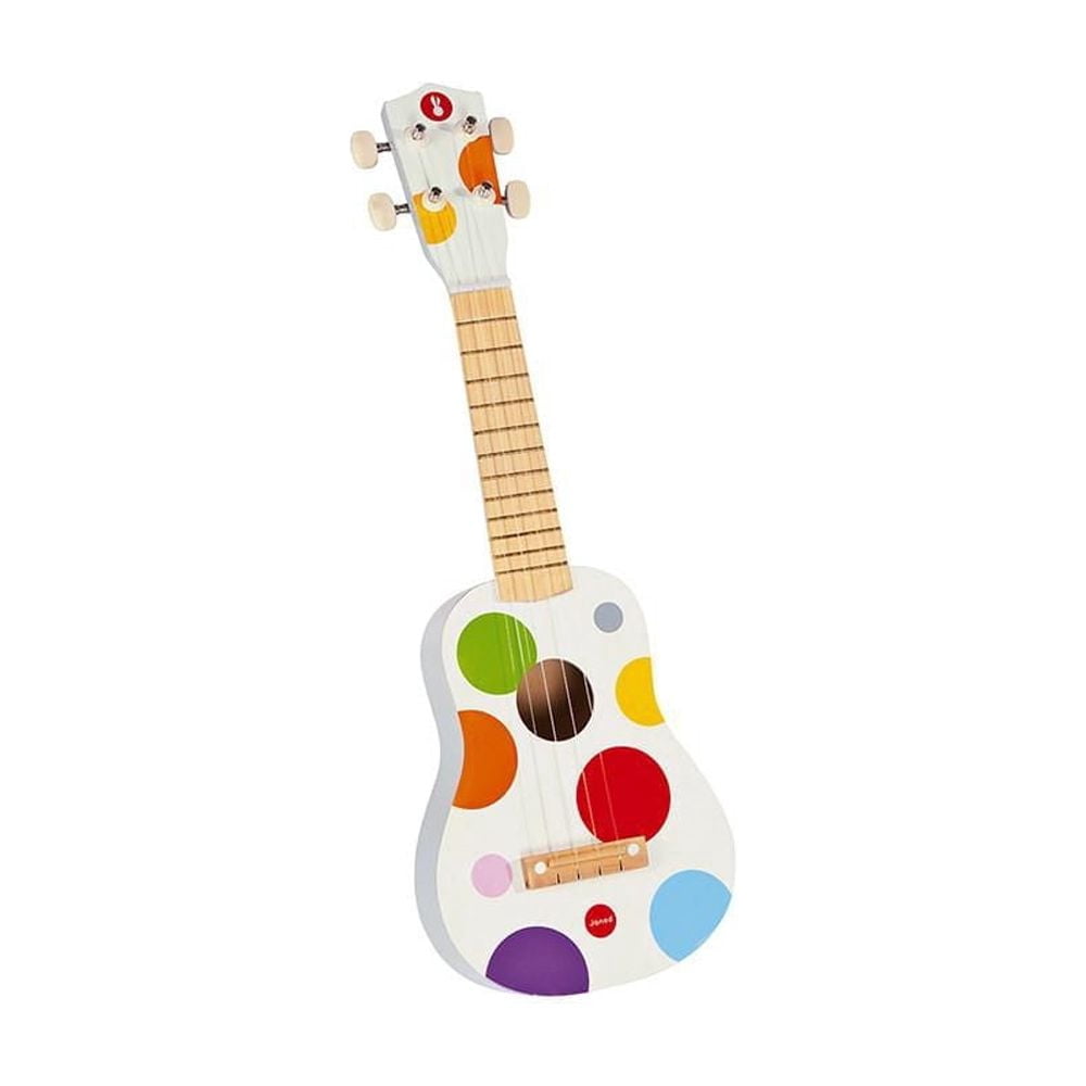 Janod - Confetti - Ukulele - Wood - Colourful Development Toy - Early-Learning - Sound Discovery For Babies and Toddlers - From 3 Years + - Multilingual - J07597.