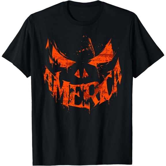 America Halloween Redux Patriotic USA Flag Pumpkin Spooky T-Shirt