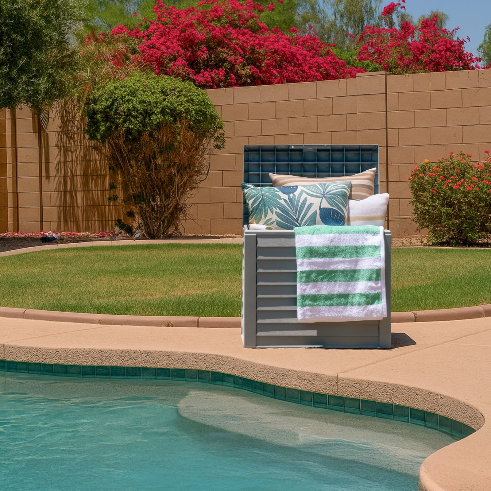 IRIS, 35 Gallon Outdoor Deck Delivery Storage Box, Waterproof Resin Durable Stylish Design, Gray