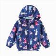 thumbnail image 3 of KPOPLK Girls Windbreaker Jackets 3 6 9 12 18 Months 2T 3T 4T Fall Lightweight Water Resistant Coat Outwear with Zip Up Hooded Clothes for Kids Blue,Size 9-10 Years, 3 of 5