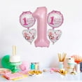 thumbnail image 6 of 1st Birthday Decoration Number 5pcs Number 1 Balloon Pink Theme Party Decor for Baby Boys Girls One Year Old Birthday Party, 6 of 7