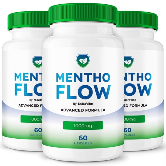 (3 Pack) Mentho Flow - Official MenthoFlow Pills For Prostate Heath, All Natural Formula To Support Control, Energy & Overall Well-Being, Review (180 Capsules)