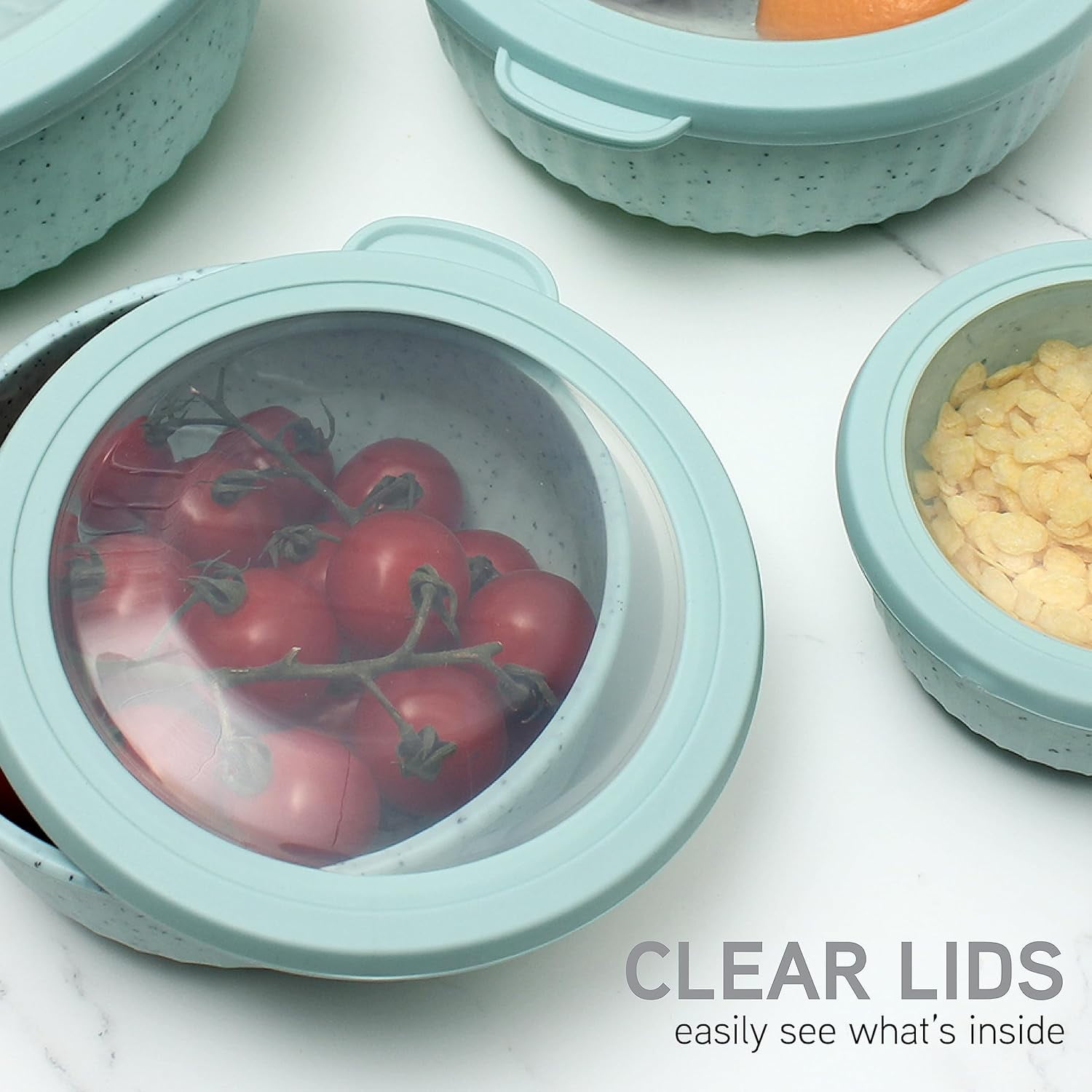 COOK WITH COLOR Meal Prep Containers Wide Mixing Bowls Food Storage Containers with Lids, Speckled Mint 12 Pcs