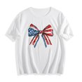thumbnail image 4 of Plus Size Tops for Women Independence Day Printed Short Sleeved Round Neck Casual T-shirt White XL, 4 of 5