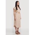 thumbnail image 2 of Women's Crepe Knit Button Front Belted Shirt Dress, 2 of 3