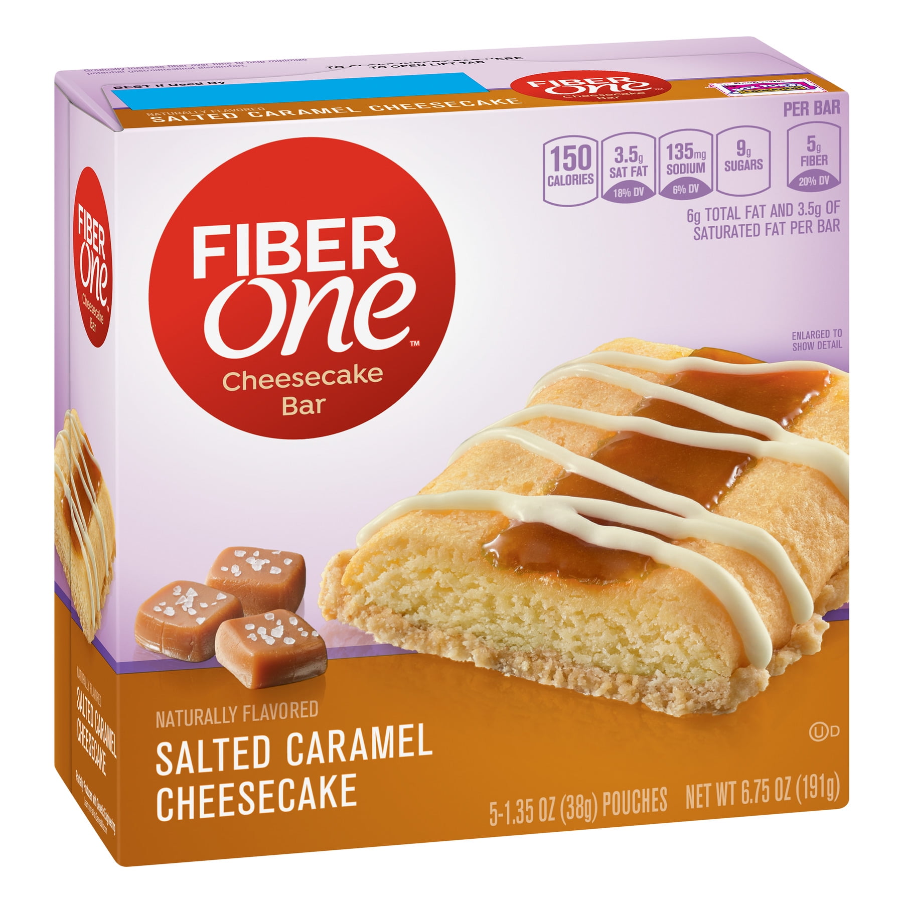 Fiber One Cheesecake Bar Salted Caramel Dessert 6.75 oz