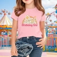 thumbnail image 2 of Ugoldhm Girls Letter Print Cotton Tees Crew Neck Relaxed Summer Shirts Size 2-15Y Graphic Alphabet Design Casual Tops, 2 of 6