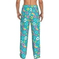 thumbnail image 3 of Uemuo Donut Pattern Men's Wide Leg Palazzo Lounge Pants with Pockets Light Weight Loose Comfy Casual Pajama Pants-Small, 3 of 9