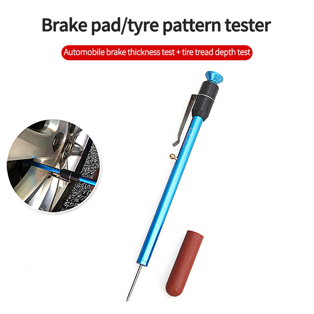 Metal Car Brake Pad Thickness Gauge Tire Tread Depth Test Pen Scale Tester 
