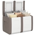 thumbnail image 1 of Gymax Deck Box Patio Container w/ Lockable Lid Weatherproof Plastic Storage Bin Beige & White, 1 of 9