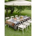 thumbnail image 3 of Outdoor Tablecloth with Umbrella Hole and Zipper, Vintage Gnomes Rectangle Table Cloth 60x84 Inch Waterproof Tablecloth, Black White Checkered Retro Art Picnic Table Cover for Patio Camping, 3 of 7