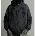 thumbnail image 2 of Unisex Y2K Zip Up Hoodie Gothic Print Hooded Sweatshirt Oversized Hooded Cardigan Sweat Jacket Emo Alternative Clothes, 2 of 4