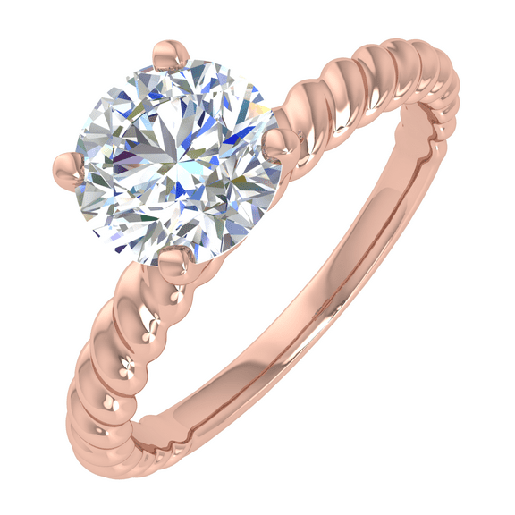 1/2 Carat Prong Set Solitaire Diamond Engagement Ring Band in 14K Rose Gold (Ring Size 4.25)