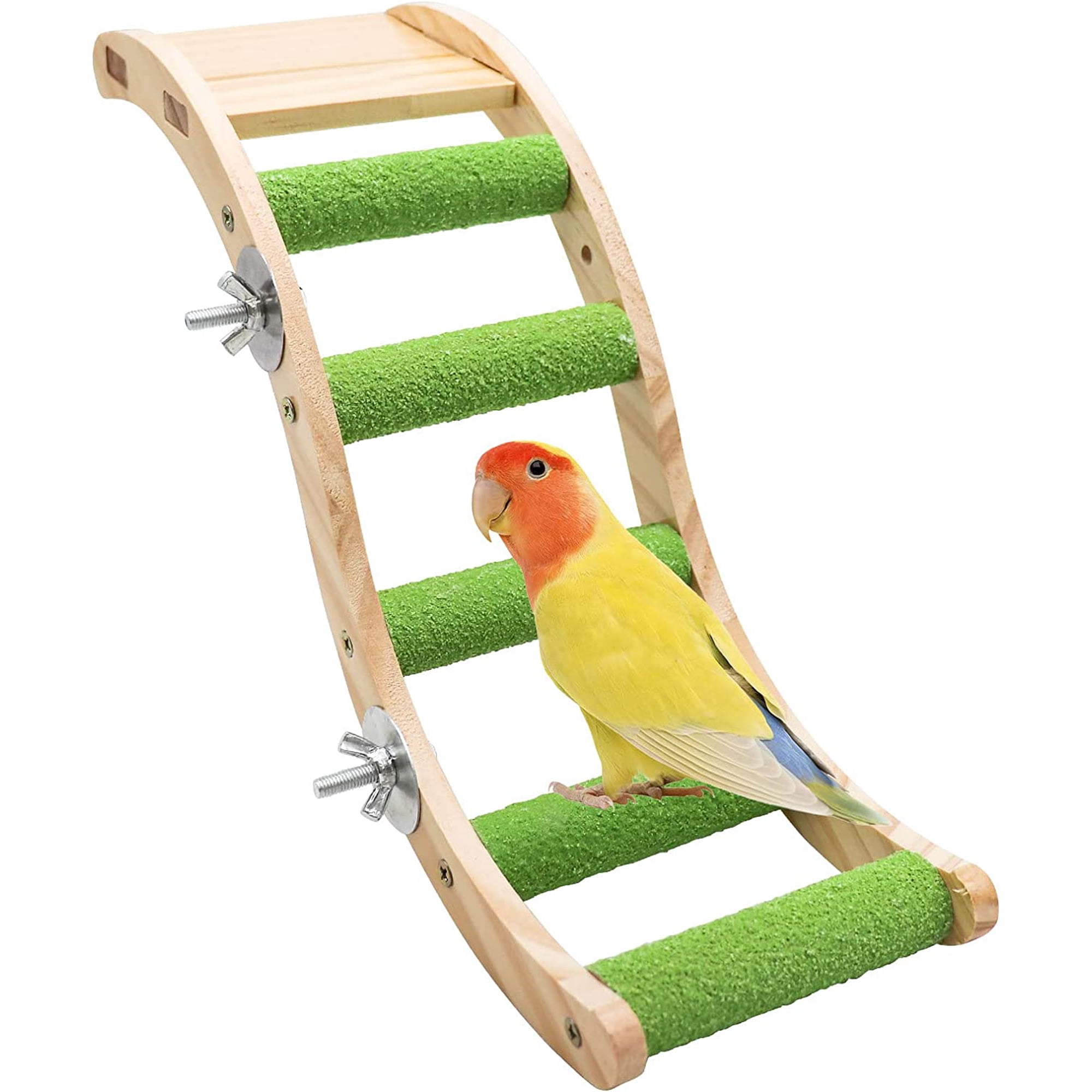 Bird Ladder Bridge, Wooden Pet Parrot Hamster Climbing Ladder Toys, Pet Bird Cage Accessories, Wood Climbing Ladder Perch for Bird Parrot Hamster Squirrel Sugar Gliders Parakeets Cockatiels(S Shape)