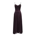 thumbnail image 5 of XIAOCHA Women's Summer Elegant Maxi Dress V Neck Thin Spaghetti Strap Satin Solid Flowy Floor Evening Gown, 5 of 5