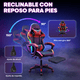 thumbnail image 3 of Silla Gaming con Reposapies y Luz LED Premium Gamer rojo 6.49 pulg TITANO SGCRPLED01BL, 3 of 5