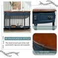 thumbnail image 3 of PORKISS Solid Pine Wood Console Table, Entryway Table Hallway Table with 2 Drawers Roman Legs, Retro Sofa Table for Living Room, Foyer, Navy Blue, 3 of 14