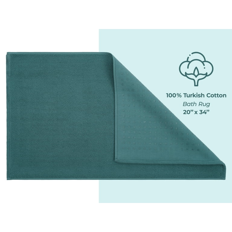 American Soft Linen, Non Slip Bath Rug, 100% Cotton 20x34 Inches, Soft Absorbent Bath Mat Rugs - Sky Blue