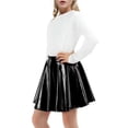 thumbnail image 4 of Girls Skorts High Waist Athletic Skirts with Shorts Stretchy Activewear for Teens Kids Performance Tennis Girls Metallic Skater Skirt Sparkly Shiny Flared Pleated A-Line Mini Skort Black, 4 of 8