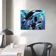 thumbnail image 4 of Orinice Orca Whales Jellyfish Ocean Fine Art Aesthetic Wall Painting for Home Office Decor Pictures Modern Canvas Prints Bedroom Kitchen Farmhouse Bathroom Room Artwork 20x16in, 4 of 6