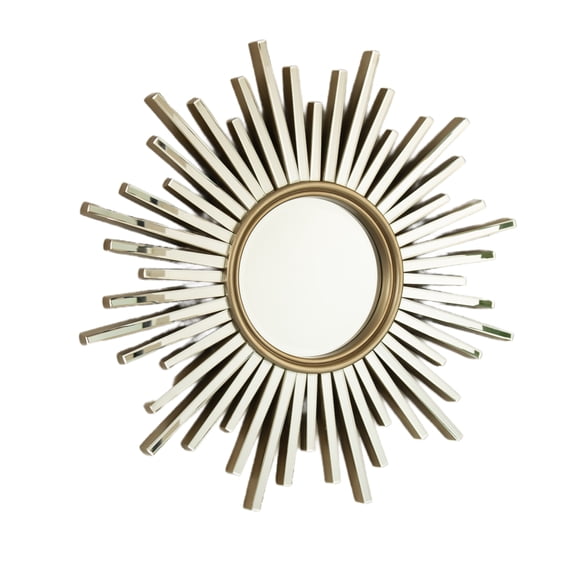 LiviNest 33 Inch Sunburst Wall Mirror: Luxury Silver Art Decor for Living Room & Bedroom - PU Material Lightweight Design for Entryway & Studio Decor