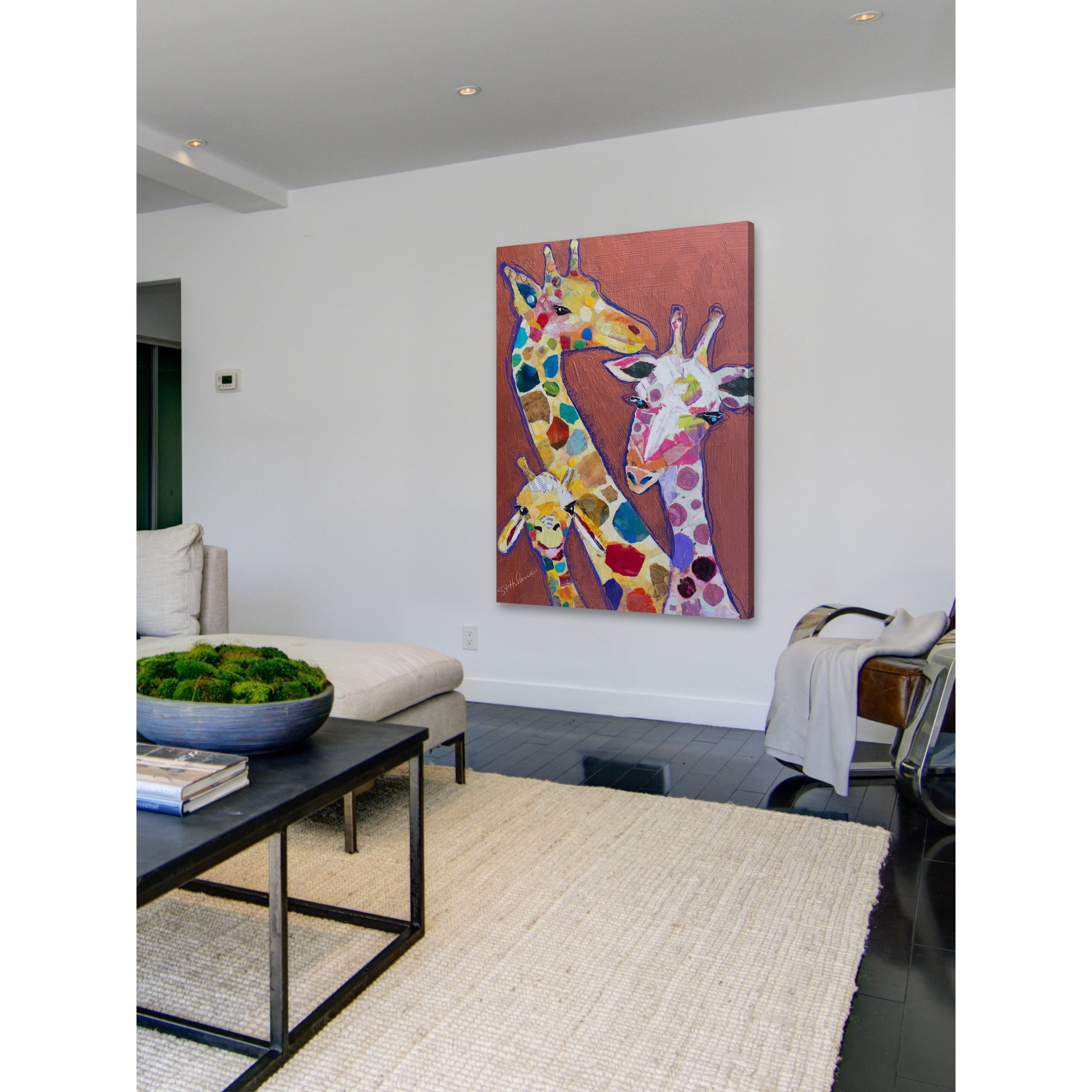 "Trois Girafes" Painting Print on Wrapped Canvas