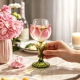 thumbnail image 3 of Flower Tulip Shaped Wine Glass, Decorative Glass Goblet with Leafy Thorn Stem, Versatile Glassware for Home Bar Wedding Banquet Holiday Gathering, 3 of 4