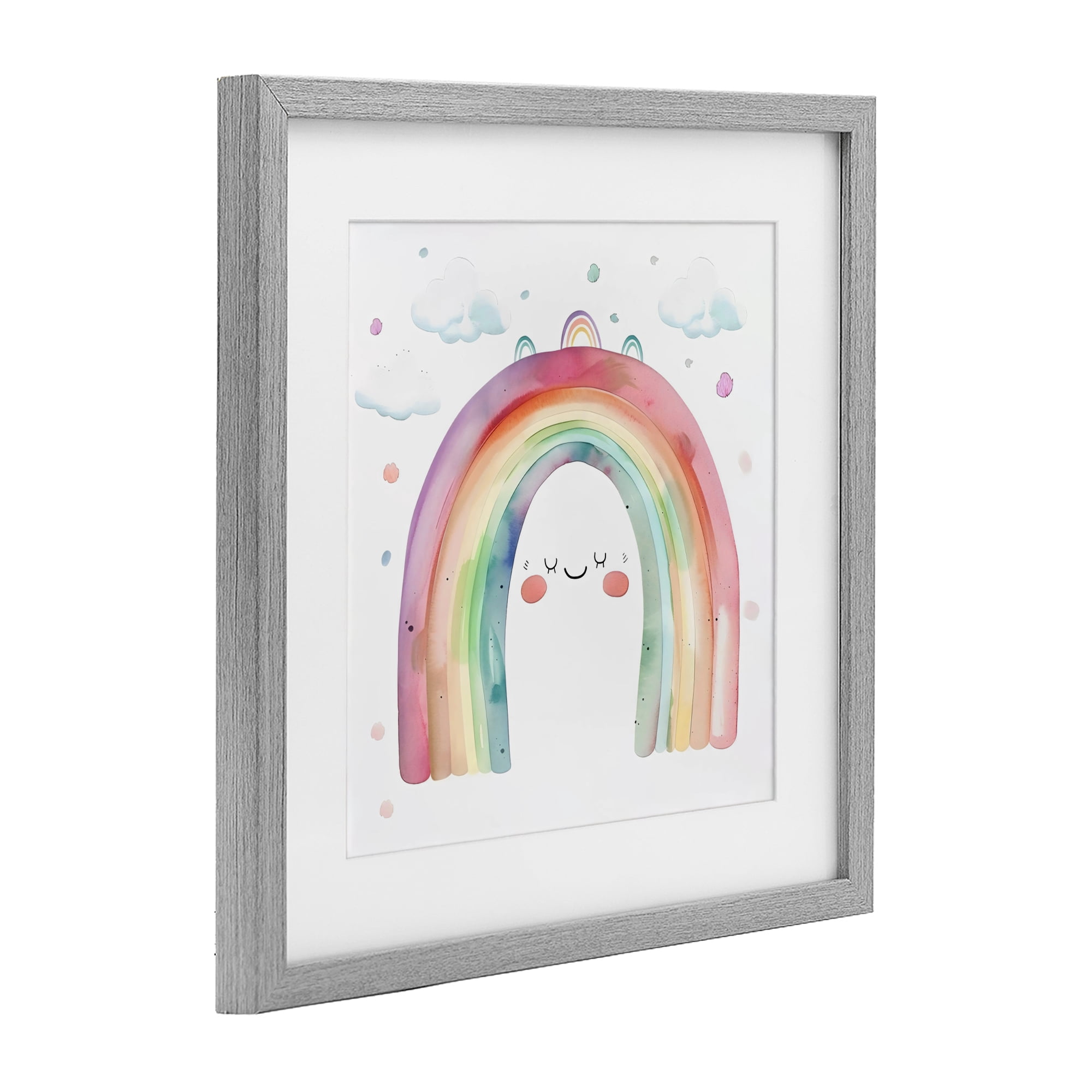 Stupell Industries Cute Smiling Rainbow Gray Framed Print Under Glass, design by Creative Studio