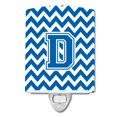 thumbnail image 1 of "Treasures Letter D Chevron Luz nocturna de cerámica azul y blanca, 6x4, multicolor" Caroline's Treasures CJ1056-DCNL, 1 of 1