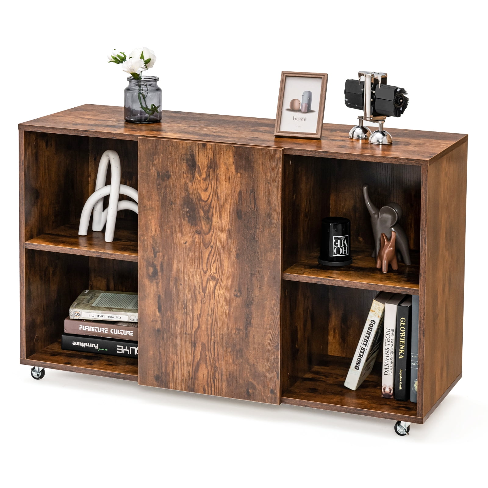 Giantex Office File Cabinet Organizer, Lateral Filing Cabinets, Rolling Storage Cabinet, Brown