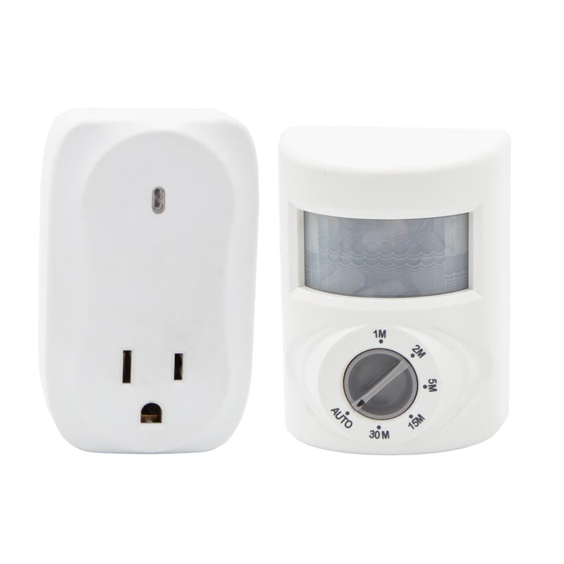 Maxxima Wireless Motion Sensor Plug In Outlet, Wall Mount Battery