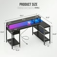 thumbnail image 6 of JIOABL 53" L Shaped Computer Gaming Desk with USB Charging Ports & LED Lights, Reversible Corner Table with Power Outlets Monitor Stand for Home Office, Black, 6 of 7
