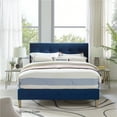 thumbnail image 2 of DeCoro Seattle Modern Tufted Upholstered Platform Bed | Headboard and Wood Frame with Wood Slat Support, Full, Antonio Sapphire, 2 of 11