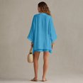 thumbnail image 4 of Linen Set Women Summer Spring 3 Piece Lounge Sets Cardigan Matching Tank Tops and Wide Leg Casual Vacation Outfits Blue S, 4 of 6