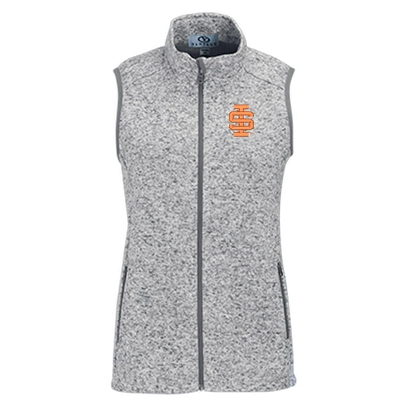 Women's Heather Gray Idaho State Bengals Summit Fleece Full Zip Sweater Vest