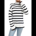 thumbnail image 2 of Suéter de Punto A Rayas con Bloques de Color y Larga para Mujer, Informal, Otoño e Invierno Rayas Blancas M, 2 of 10
