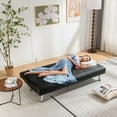thumbnail image 4 of VECELO Faux Leather Couch Sofa Bed, 65" Folding Futon Sofa with Dual USB Charging Ports for Living Room, Black, 4 of 8