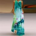 thumbnail image 2 of SUNNY Floral Print Green Dress Women 2023 Long Casual Plus Size 3D Dresses Summer Woman Sleeveless Girls Beach Maxi Dress Women, 2 of 6