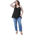 thumbnail image 3 of DARING DIVA Women's Plus Tank Tops with Button V Neck and Pleated Design 1X Black, 3 of 6