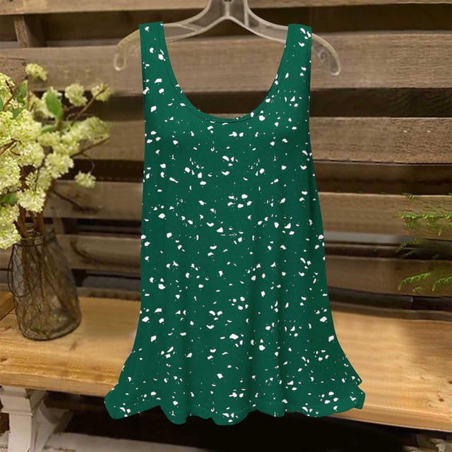 Clearance Staron Tank Tops Women Casual Soft Spring Summer Boho Floral Flowy Basic Tops Loose Fit Sleeveless Blouses Tops Trendy Round Neck Shirts Tank Tops