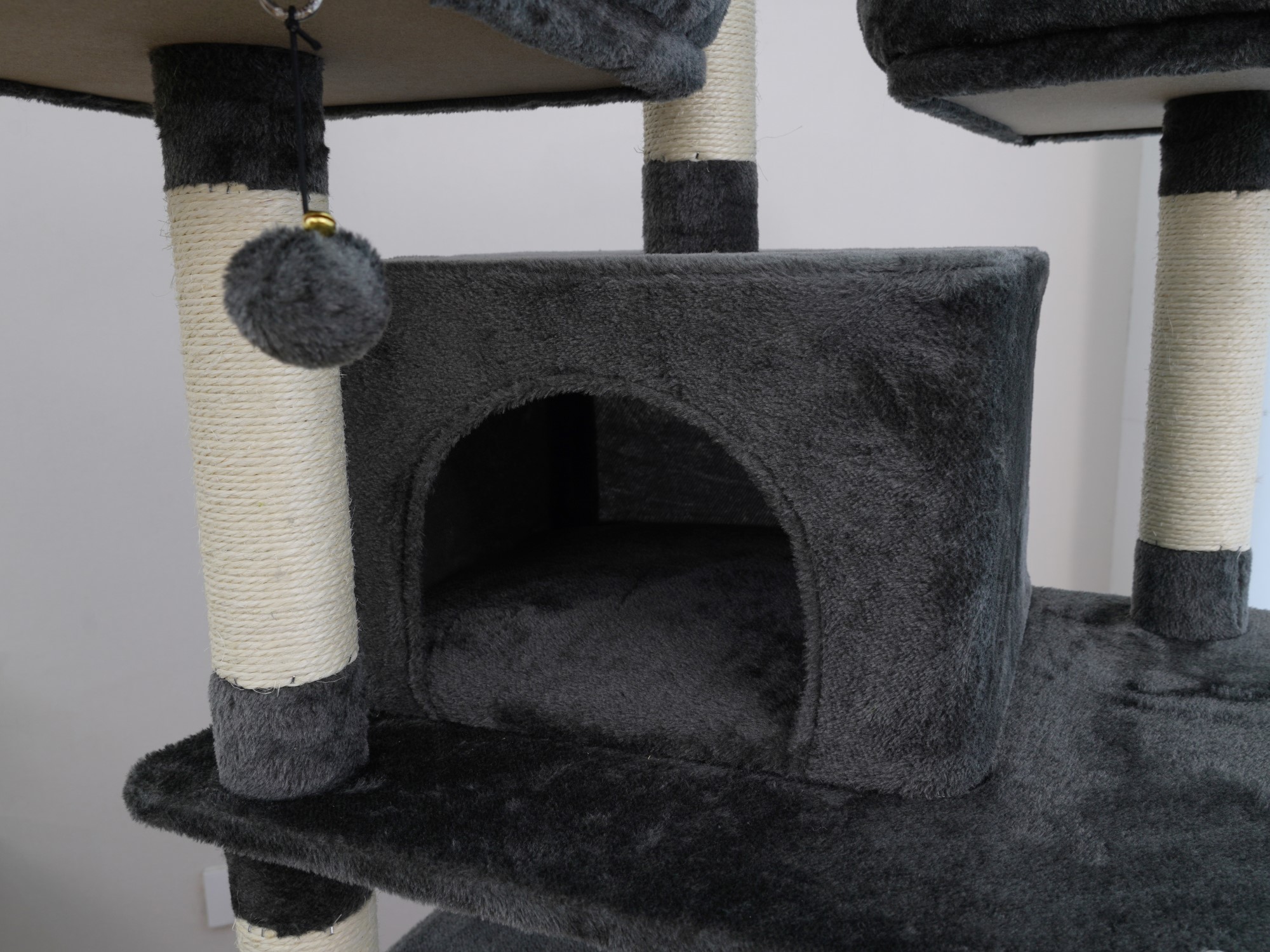 Vibrant Life Heavy Duty 8-Level 66" Cat Tree with Scratching Ramp, Two Condos and Hammocks, Dark Gray