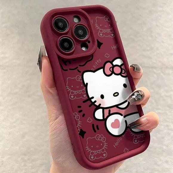 Sanrio Ins Hello Kitty Phone Case For Iphone 15 14 13 11 12 Pro Max Plus X XR XS 7 8 Plus Y2k Girl Clear Gift Silicone Anti-fall