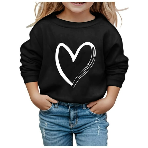 Toddler Long Sleeve Heart Print T-Shirt Kids Crewneck Soft Undershirt Shirt Top for Baby Sweatshirt Tops for Girls and Boys Comfort Colors Sweatshirt Children Shirts Aged 1-12
