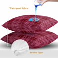 thumbnail image 4 of Throw Pillow Covers 16x16 Inch Set of 2, Buffalo Plaid Waterproof Outdoor Pillow Covers, Deep Maroon Farmhouse Gingham Striped Decorative Cushion Pillowcases for Couch, Sofa, Bed, Garden, Patio, 4 of 9
