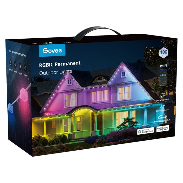 RGBIC Permanent 100 ft. Outdoor Smart Plug-In Color Changing White Tape LED  String Light with IP65 Waterproof Housing