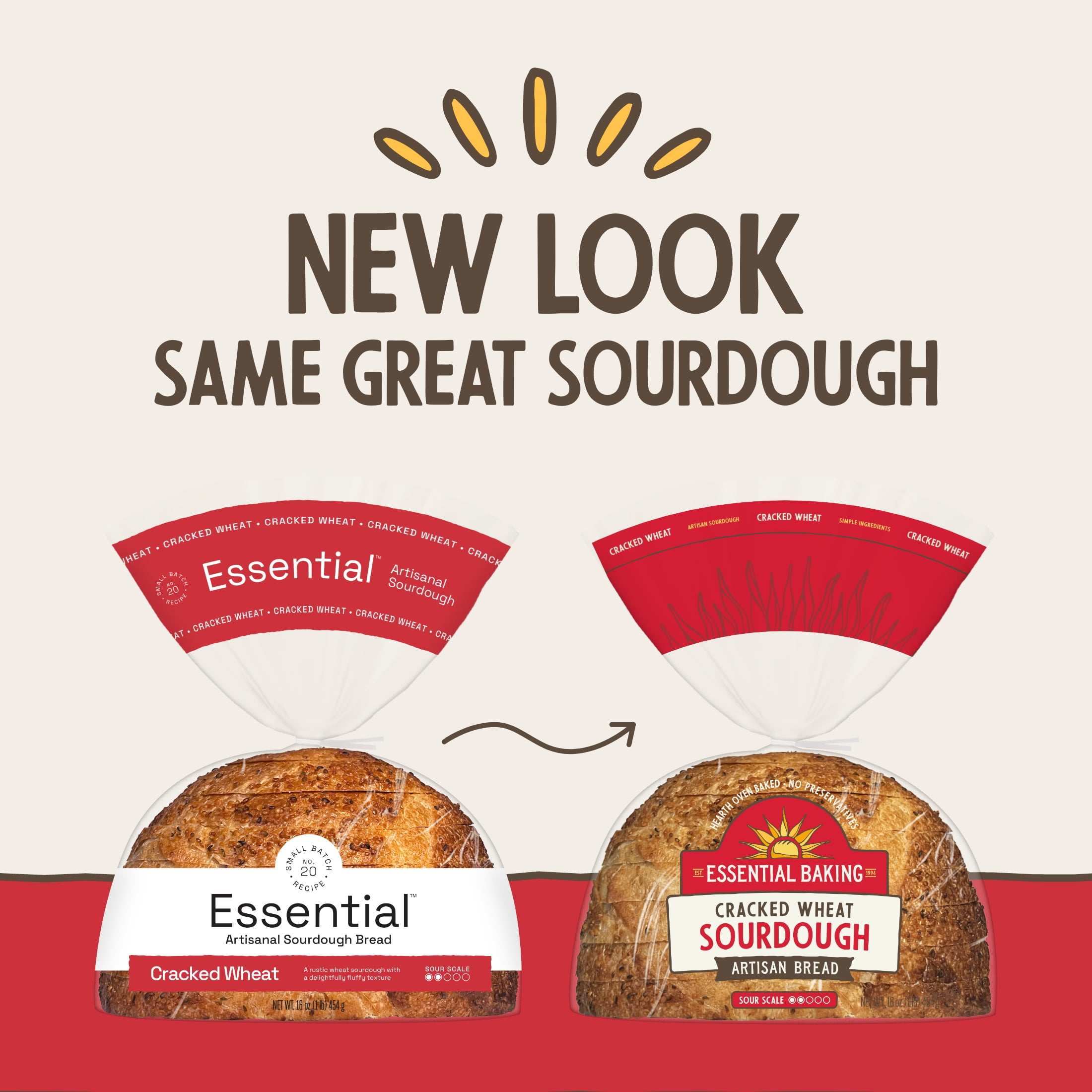 Essential Baking Cracked Wheat Sliced Sourdough Bread, Non-GMO, 16 oz