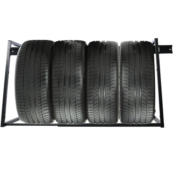Heavy Duty Adjustable Garage Wall Multi-Tire Rack Storage, Black